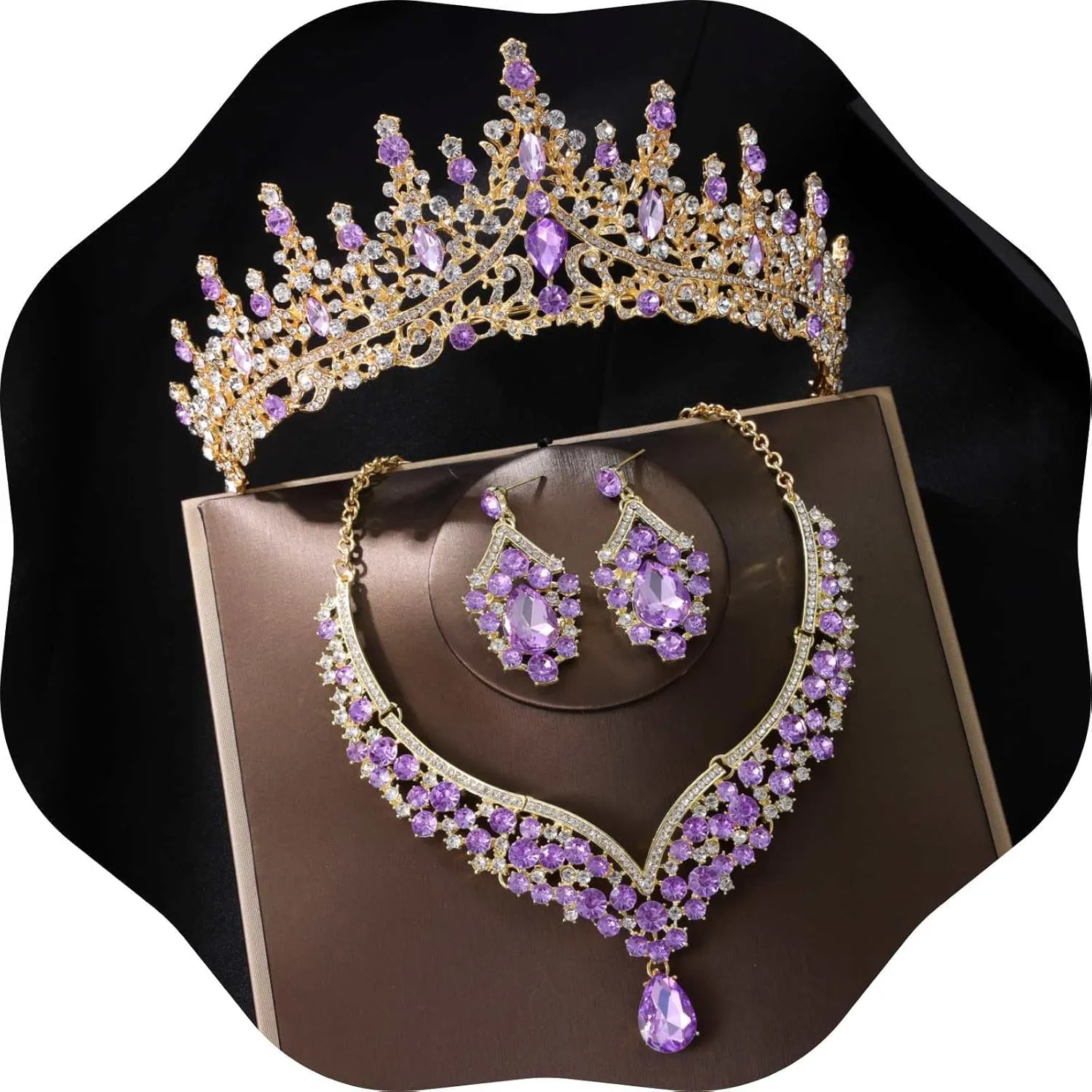 Kamirola Tiaras and Crowns for Women,Tiaras Earrings Necklace, Crystal Bridal Jewelry Set, Costume Party Halloween Prom Pageant Jewelry for Women (TR28)