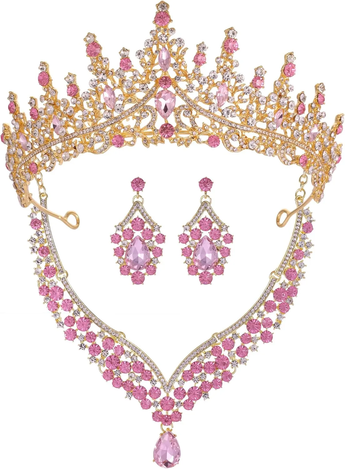 Kamirola Tiaras and Crowns for Women,Tiaras Earrings Necklace, Crystal Bridal Jewelry Set, Costume Party Halloween Prom Pageant Jewelry for Women (TR28)