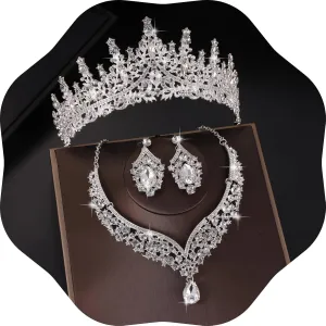 Kamirola Tiaras and Crowns for Women,Tiaras Earrings Necklace, Crystal Bridal Jewelry Set, Costume Party Halloween Prom Pageant Jewelry for Women (TR28)