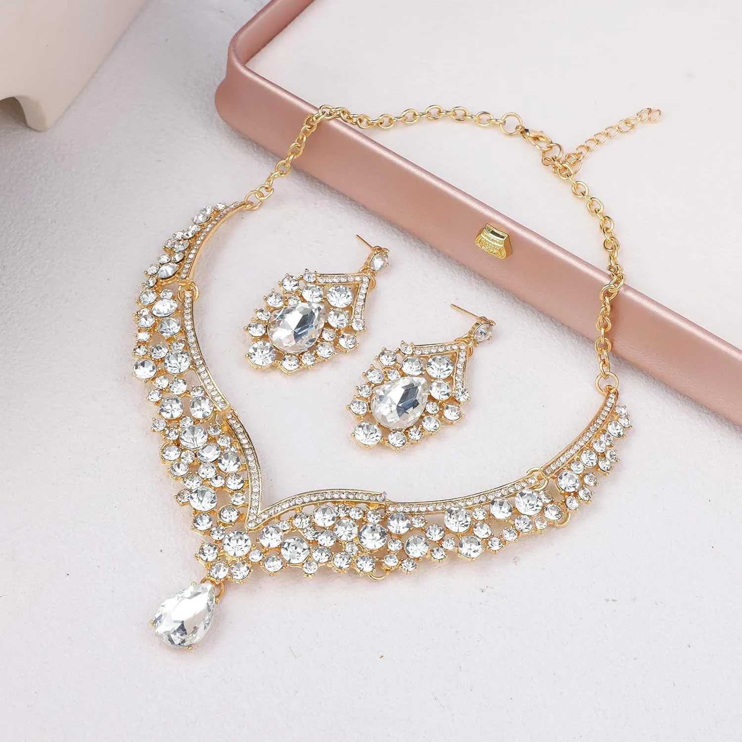 Kamirola Tiaras and Crowns for Women,Tiaras Earrings Necklace, Crystal Bridal Jewelry Set, Costume Party Halloween Prom Pageant Jewelry for Women (TR28)