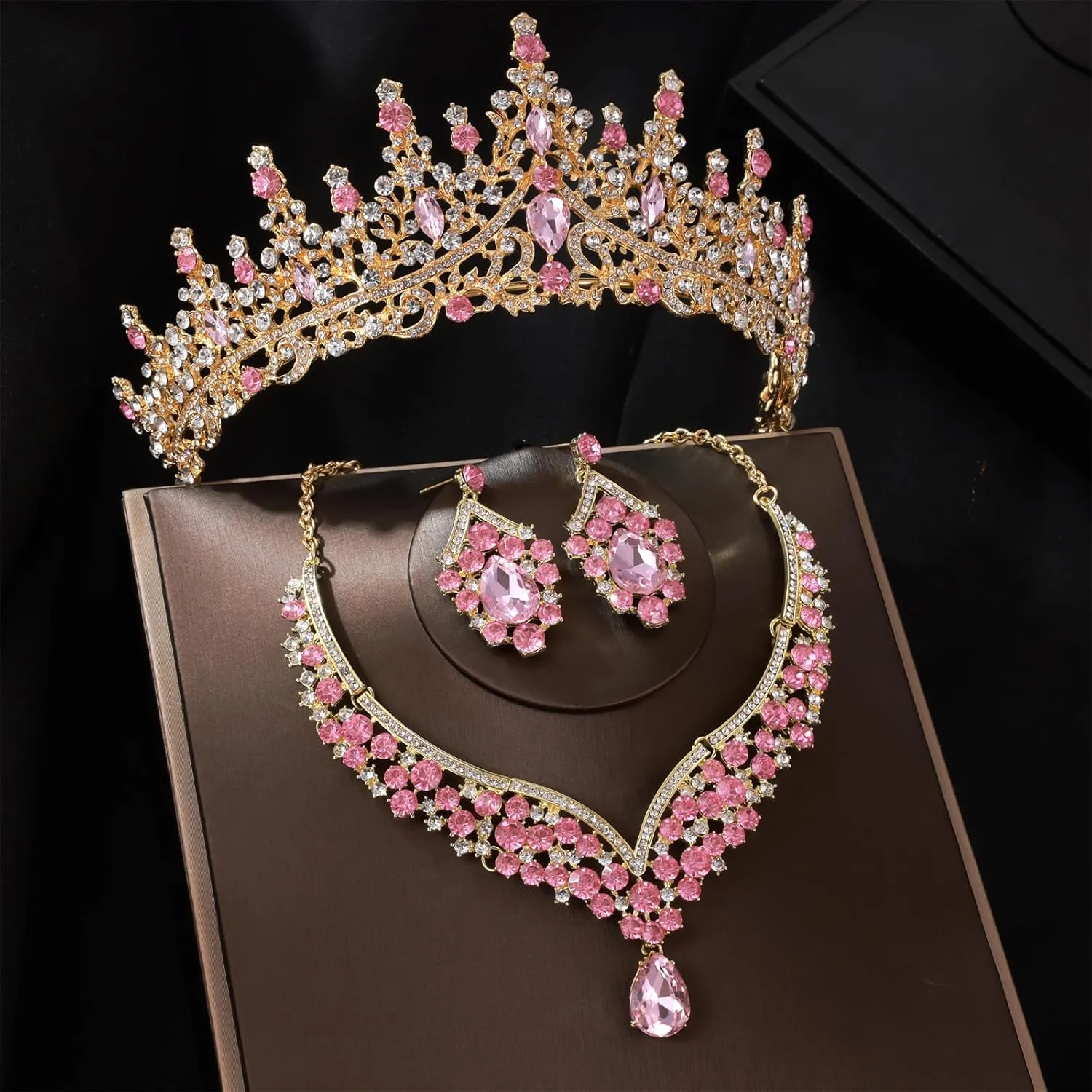 Kamirola Tiaras and Crowns for Women,Tiaras Earrings Necklace, Crystal Bridal Jewelry Set, Costume Party Halloween Prom Pageant Jewelry for Women (TR28)