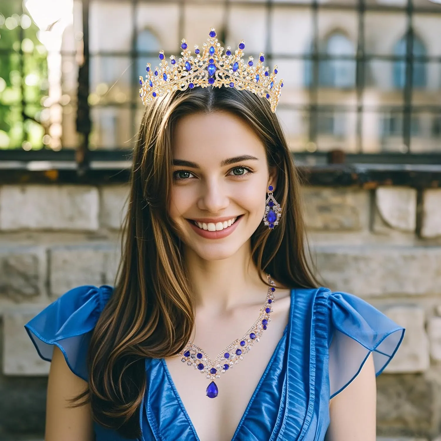 Kamirola Tiaras and Crowns for Women,Tiaras Earrings Necklace, Crystal Bridal Jewelry Set, Costume Party Halloween Prom Pageant Jewelry for Women (TR28)
