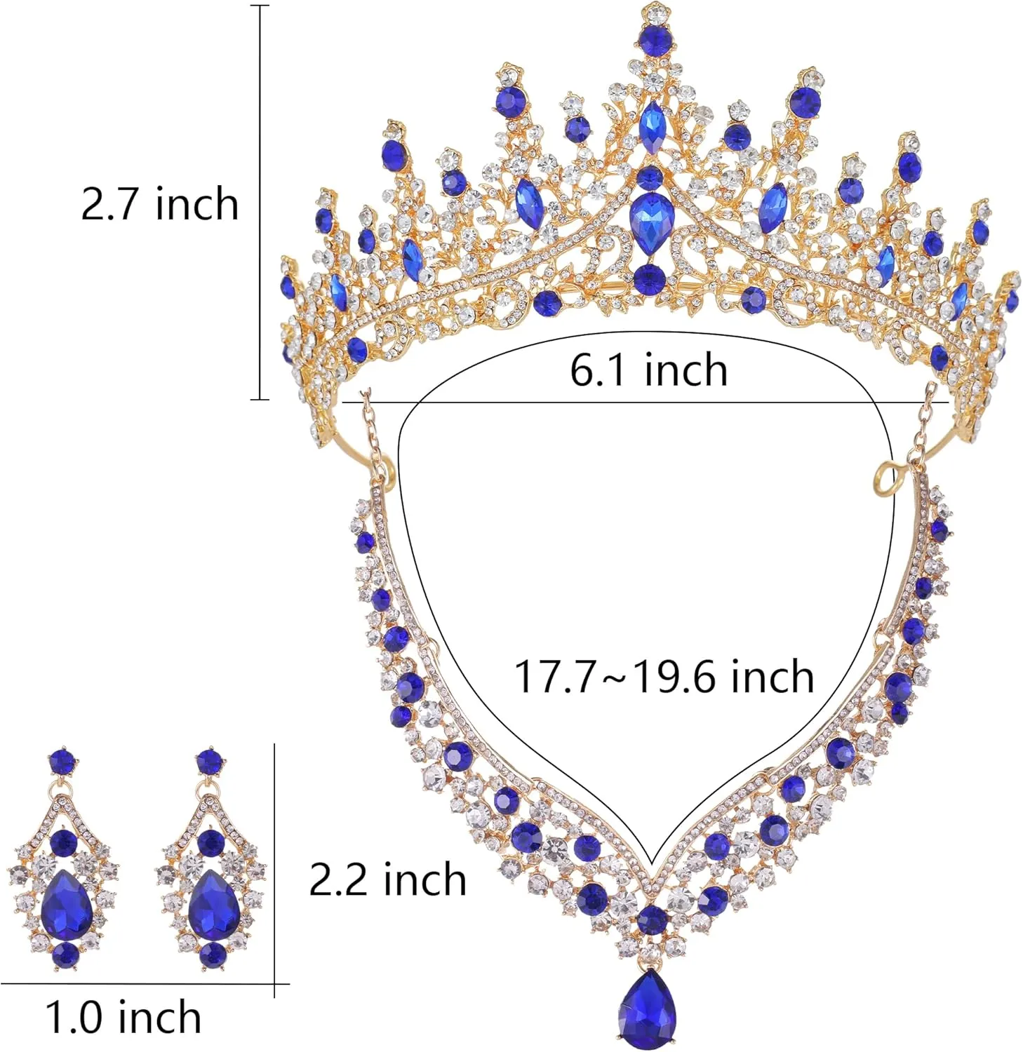 Kamirola Tiaras and Crowns for Women,Tiaras Earrings Necklace, Crystal Bridal Jewelry Set, Costume Party Halloween Prom Pageant Jewelry for Women (TR28)