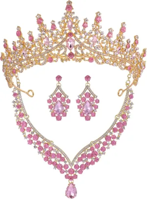 Kamirola Tiaras and Crowns for Women,Tiaras Earrings Necklace, Crystal Bridal Jewelry Set, Costume Party Halloween Prom Pageant Jewelry for Women (TR28)