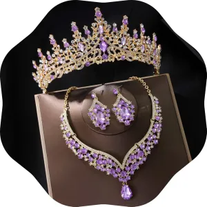 Kamirola Tiaras and Crowns for Women,Tiaras Earrings Necklace, Crystal Bridal Jewelry Set, Costume Party Halloween Prom Pageant Jewelry for Women (TR28)