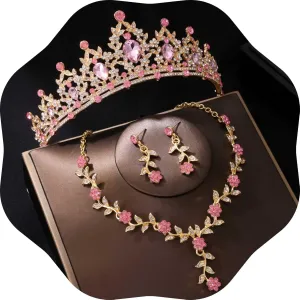 Kamirola Tiaras and Crowns for Women,Tiaras Earrings Necklace, Crystal Bridal Jewelry Set, Costume Party Halloween Prom Pageant Jewelry for Women(TR45)