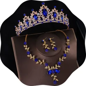 Kamirola Tiaras and Crowns for Women,Tiaras Earrings Necklace, Crystal Bridal Jewelry Set, Costume Party Halloween Prom Pageant Jewelry for Women(TR45)
