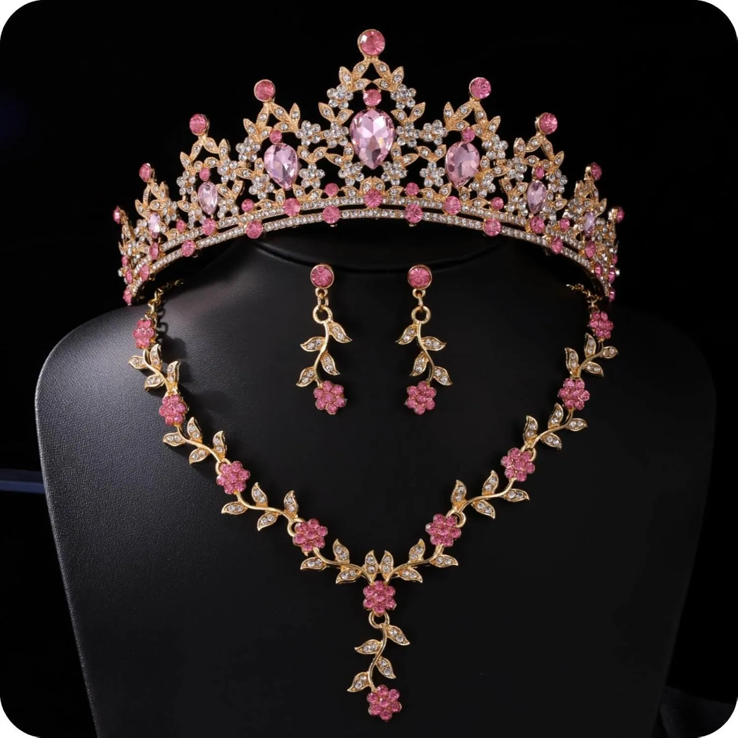 Kamirola Tiaras and Crowns for Women,Tiaras Earrings Necklace, Crystal Bridal Jewelry Set, Costume Party Halloween Prom Pageant Jewelry for Women(TR45)