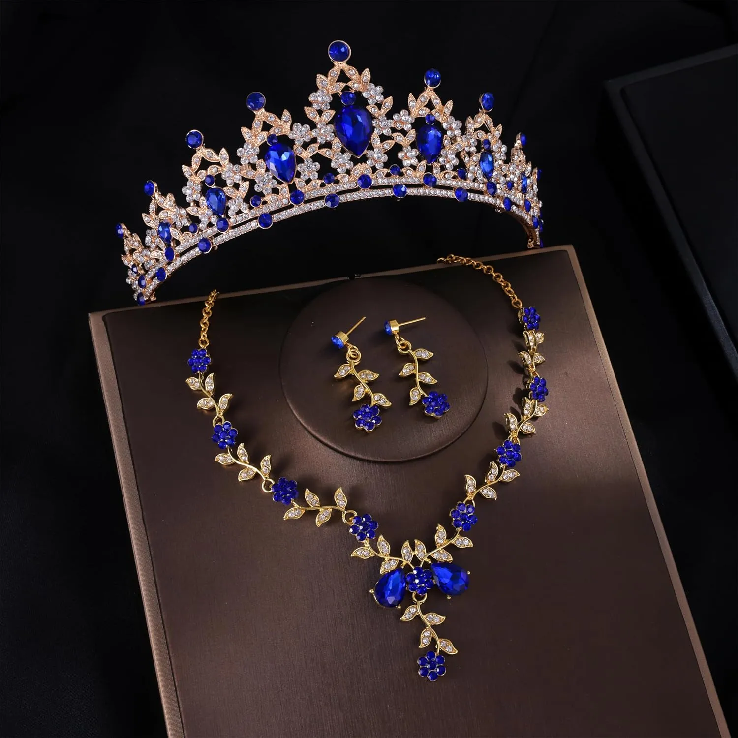 Kamirola Tiaras and Crowns for Women,Tiaras Earrings Necklace, Crystal Bridal Jewelry Set, Costume Party Halloween Prom Pageant Jewelry for Women(TR45)