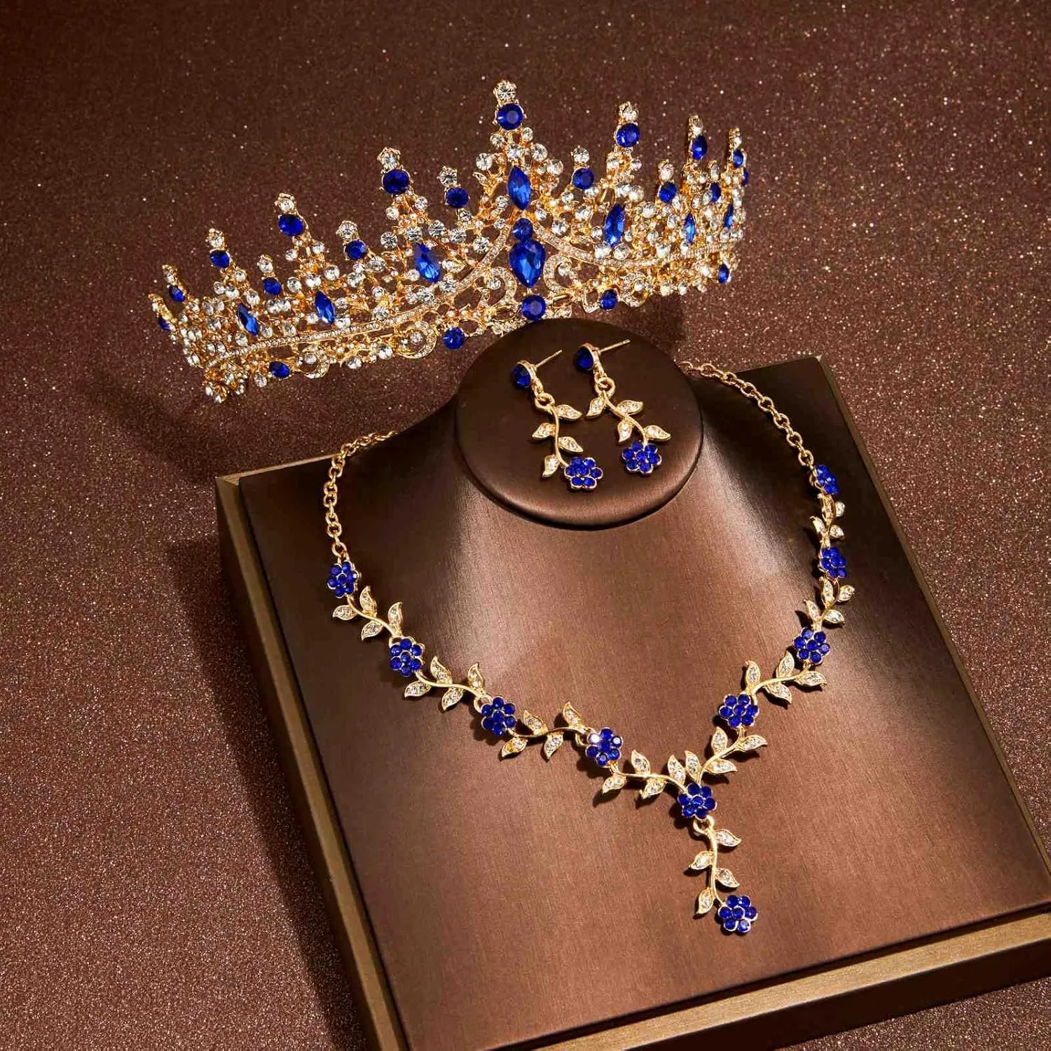 Kamirola Tiaras and Crowns for Women,Tiaras Earrings Necklace, Crystal Bridal Jewelry Set (TR48)