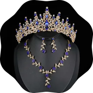 Kamirola Tiaras and Crowns for Women,Tiaras Earrings Necklace, Crystal Bridal Jewelry Set (TR48)