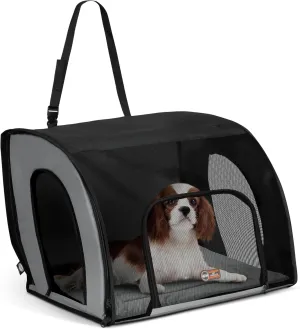 K&H Pet Products Enclosed Dog Car Seat, Travel Safety Carrier for Pets, Dog Travel Car Seat, Soft-Sided Covered Pet Carrier, Washable Pad, Multiple Entrances, Mesh Windows - Medium 24 X 19 X 17in