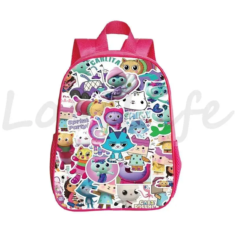 Kawaii Kids Gabby Cats School Bags Kindergarten Bag Anime Gabby's Dollhouse Backpacks Girls Preschool Rusksack Children Backpack