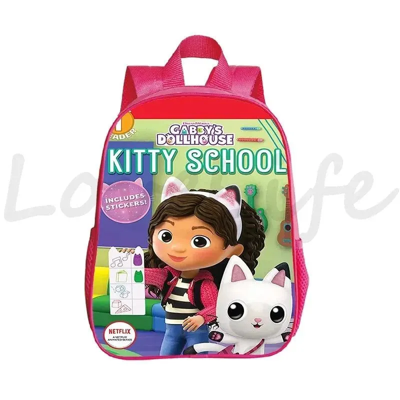 Kawaii Kids Gabby Cats School Bags Kindergarten Bag Anime Gabby's Dollhouse Backpacks Girls Preschool Rusksack Children Backpack