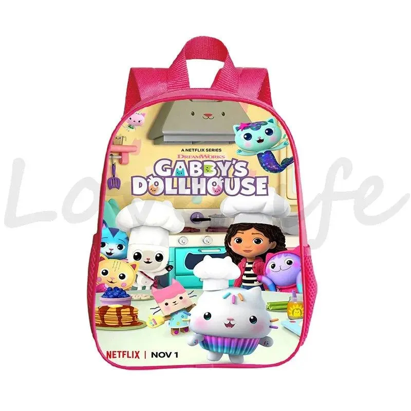 Kawaii Kids Gabby Cats School Bags Kindergarten Bag Anime Gabby's Dollhouse Backpacks Girls Preschool Rusksack Children Backpack