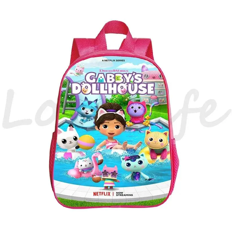 Kawaii Kids Gabby Cats School Bags Kindergarten Bag Anime Gabby's Dollhouse Backpacks Girls Preschool Rusksack Children Backpack