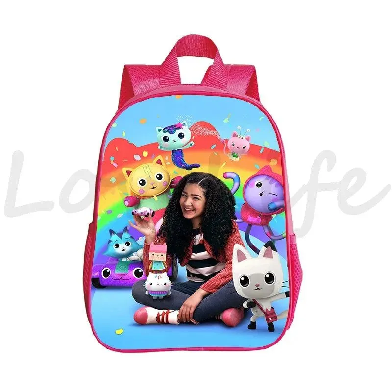 Kawaii Kids Gabby Cats School Bags Kindergarten Bag Anime Gabby's Dollhouse Backpacks Girls Preschool Rusksack Children Backpack