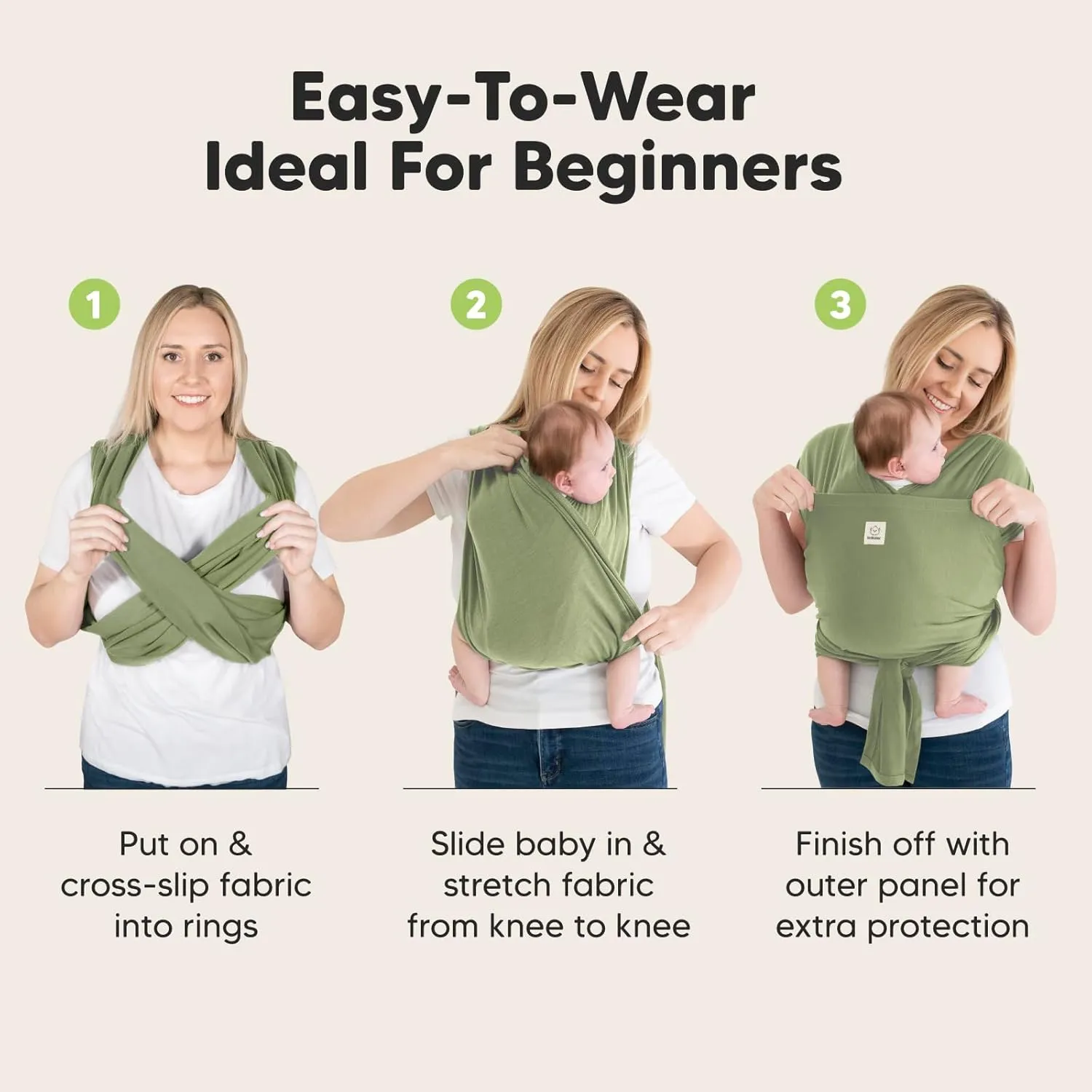 KeaBabies Baby Wrap Carrier Ring Sling - Easy to Wear, Adjustable D-Lite Baby Carrier Newborn to Toddler, Infant Carrying Shirt, Hands Free Bonding, Breathable Fabric Wearing Wrap (Dusty Olive)