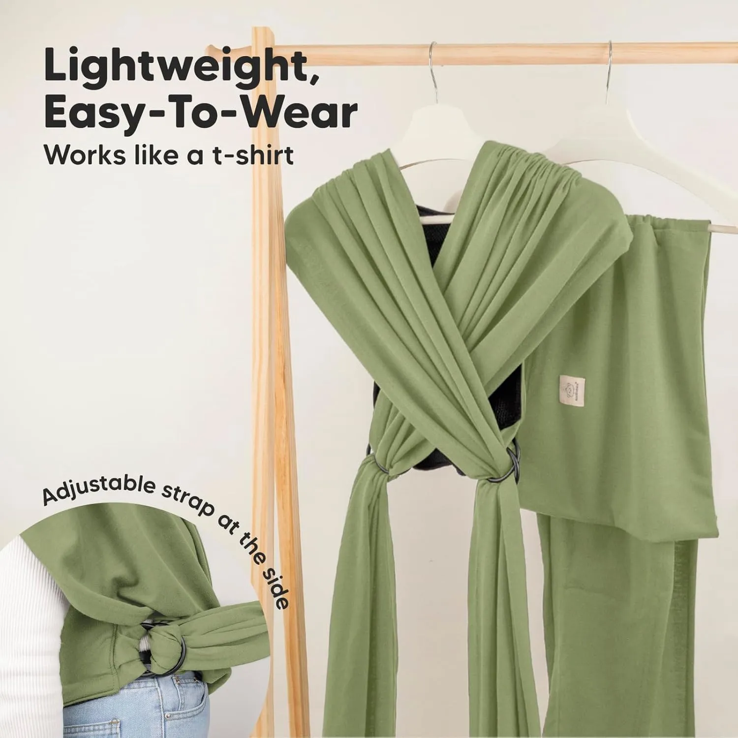 KeaBabies Baby Wrap Carrier Ring Sling - Easy to Wear, Adjustable D-Lite Baby Carrier Newborn to Toddler, Infant Carrying Shirt, Hands Free Bonding, Breathable Fabric Wearing Wrap (Dusty Olive)