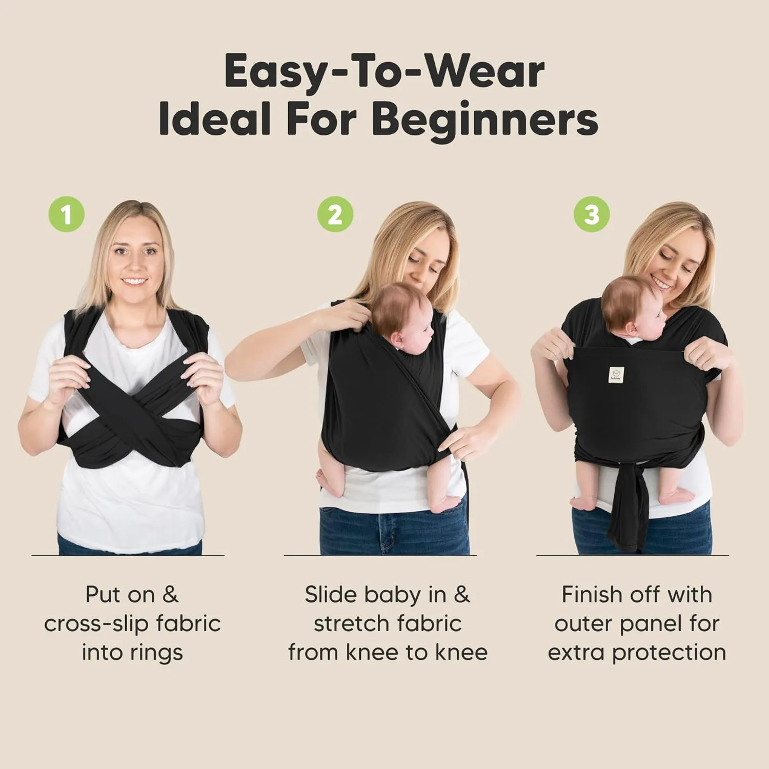 KeaBabies Baby Wrap Carrier Ring Sling - Easy to Wear, Adjustable D-Lite Baby Carrier Newborn to Toddler, Infant Carrying Shirt, Hands Free Bonding, Breathable Fabric Wearing Wrap (Midnight)