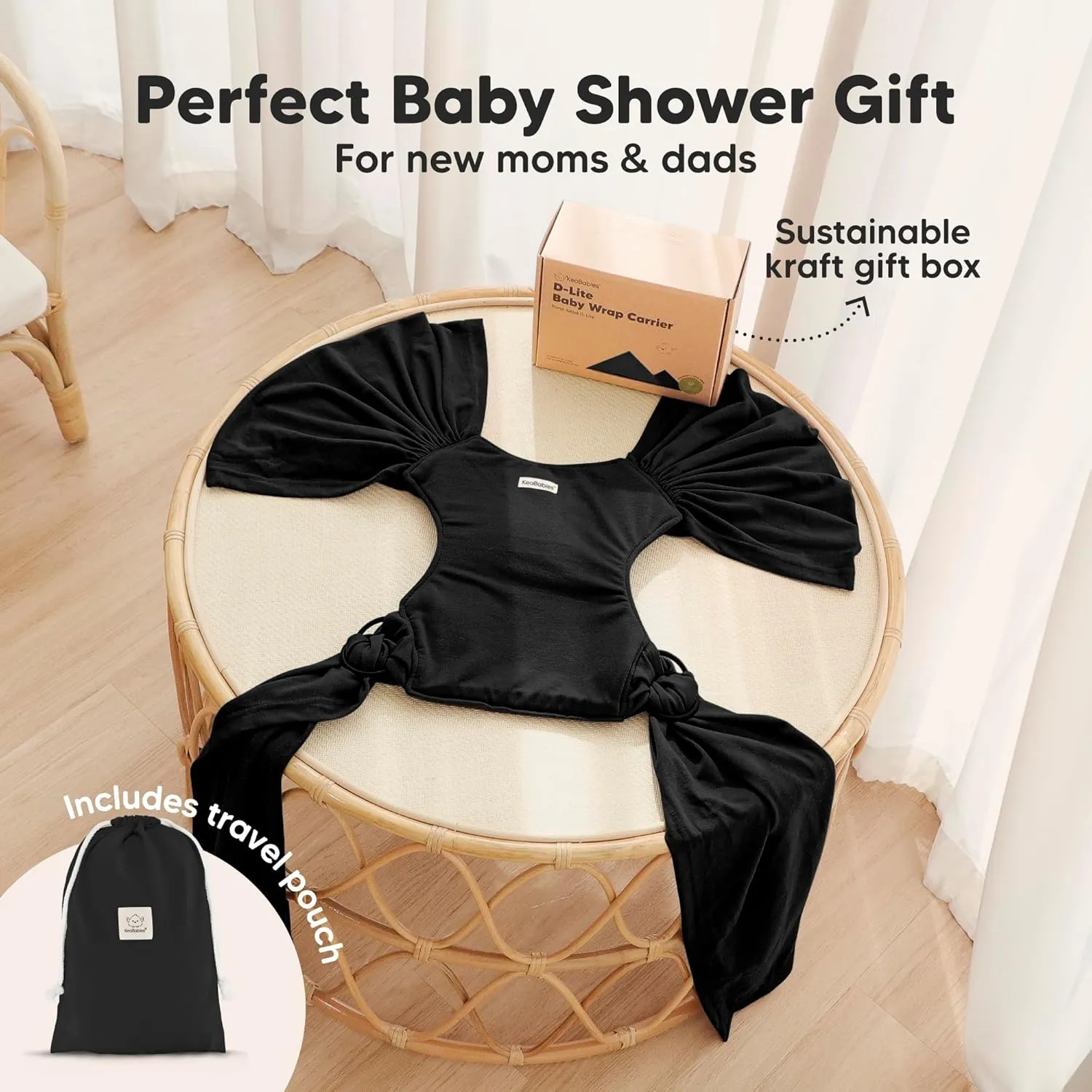 KeaBabies Baby Wrap Carrier Ring Sling - Easy to Wear, Adjustable D-Lite Baby Carrier Newborn to Toddler, Infant Carrying Shirt, Hands Free Bonding, Breathable Fabric Wearing Wrap (Midnight)