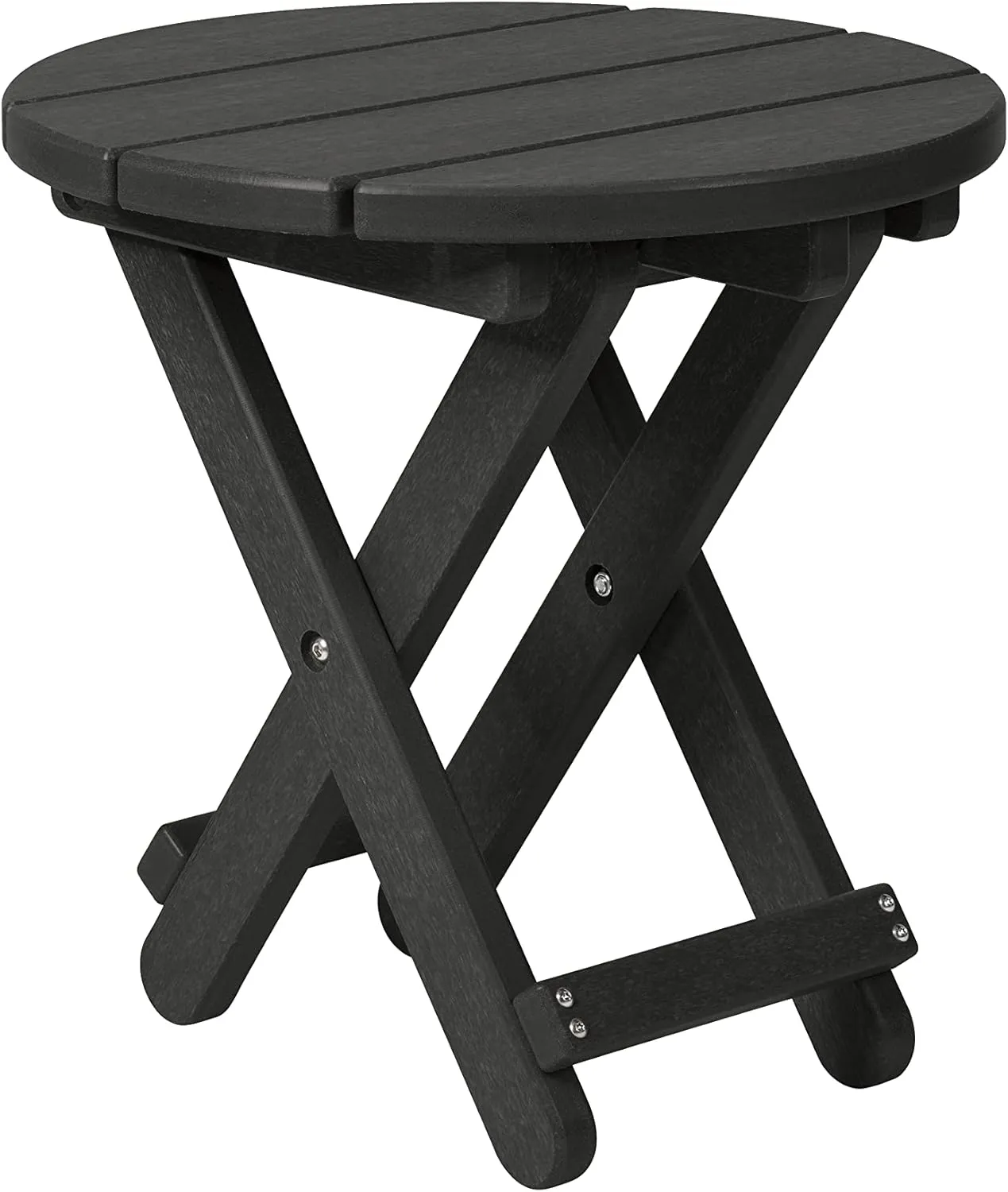 Keter Lakeside Adirondack Deluxe Round Patio Side Table - Perfect for Outdoor Fire Pit Seating and No Assembly, Black