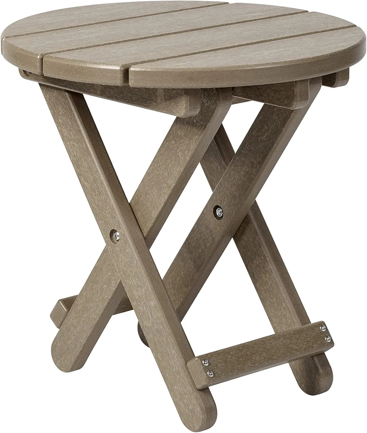 Keter Lakeside Adirondack Deluxe Round Patio Side Table - Perfect for Outdoor Fire Pit Seating and No Assembly, Weatherwood