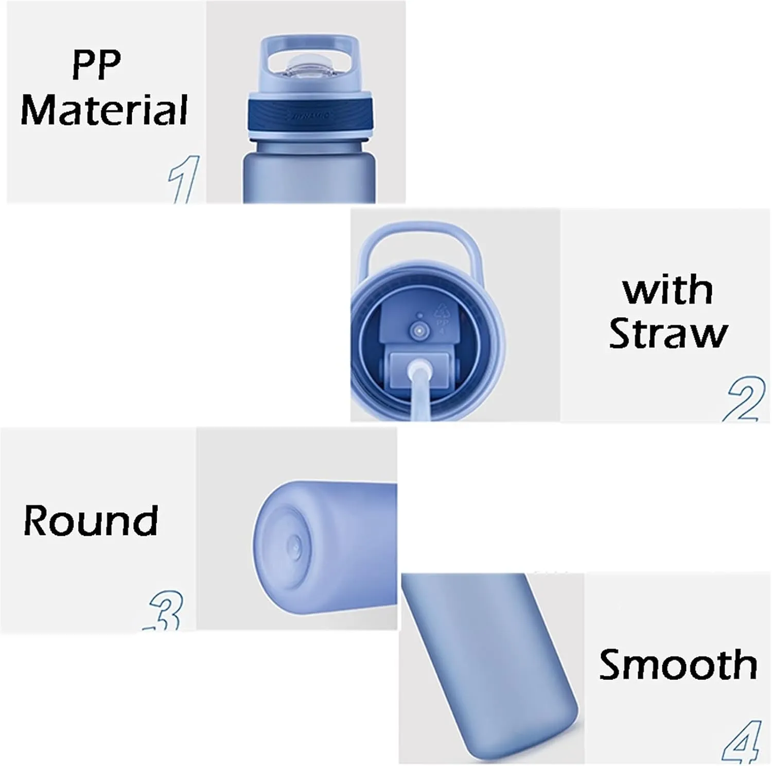 kettles Matte texture Plastic Water Bottle with Straw,Portable Sports Bottles BPA Free,Leakproof Cup Durable,for Fitness,Students Gift canteen(A,Small)