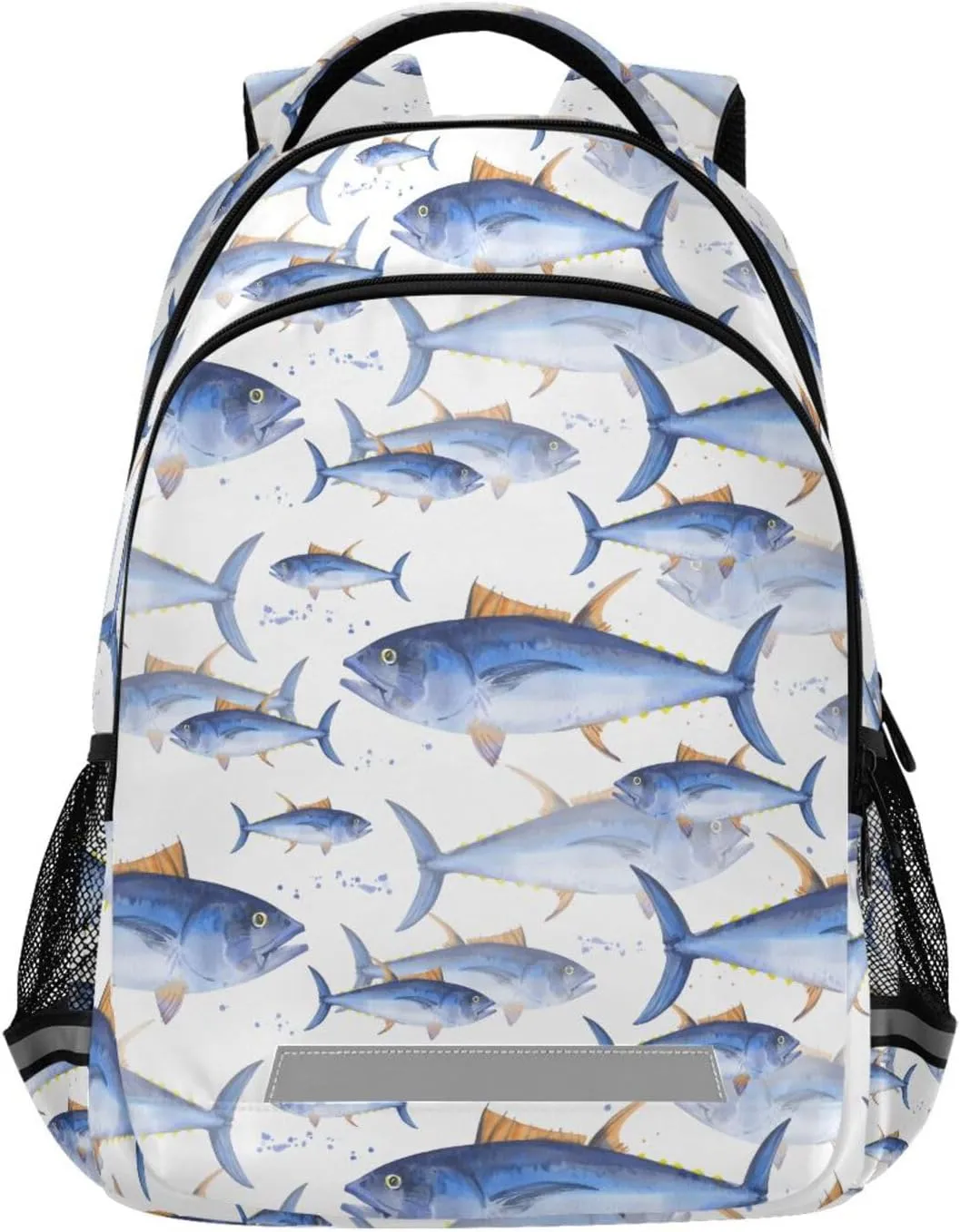 Kids Backpack for Boys Girls Bluefin Tuna Fishes School Backpacks Elementary Bags Travel Daypack Lightweight Waterproof with Reflective Strip