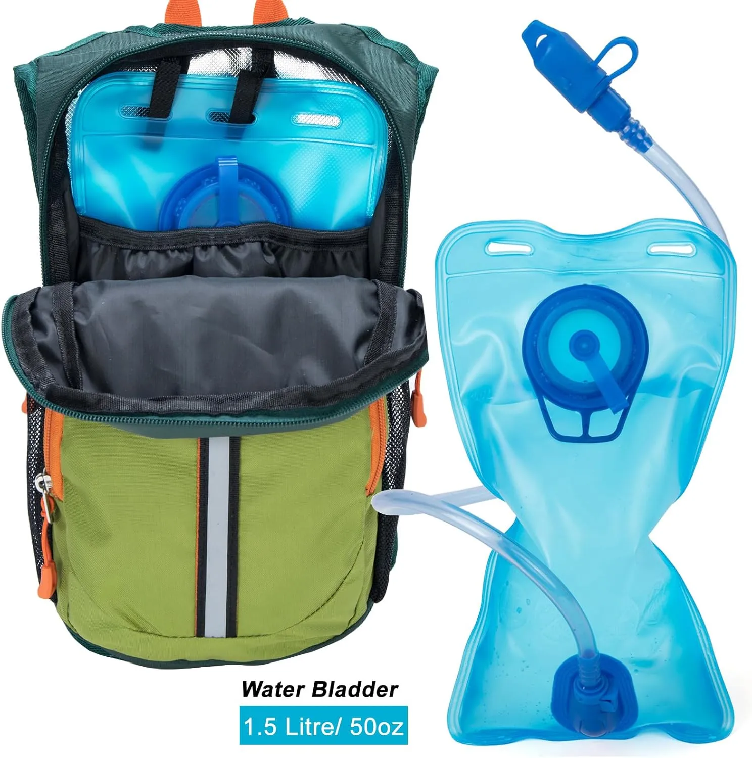 Kids Hydration Backpack, Hiking Backpack for Boys or Girls with 1.5L Water Bladder