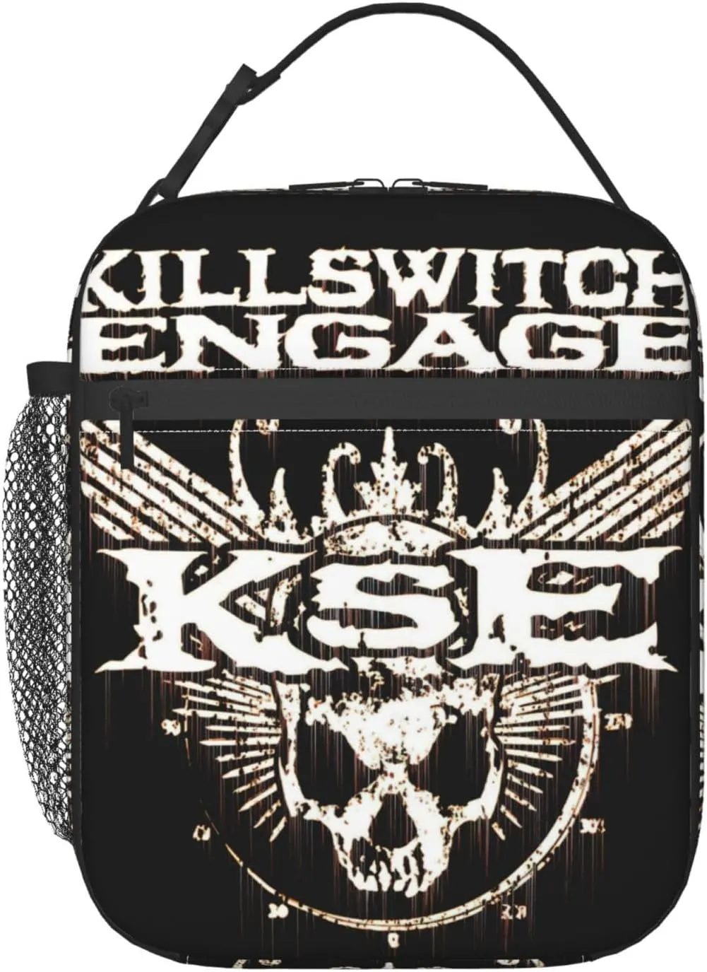 Killswitch Rock Band Engage Insulated Lunch Bag Reusable Lunch Tote Bag Lunch Organizer Meal Holder with Side Pocket Lightweight Handbag Lunch Zipper Cooler Bag for Activities