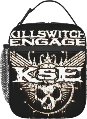 Killswitch Rock Band Engage Insulated Lunch Bag Reusable Lunch Tote Bag Lunch Organizer Meal Holder with Side Pocket Lightweight Handbag Lunch Zipper Cooler Bag for Activities