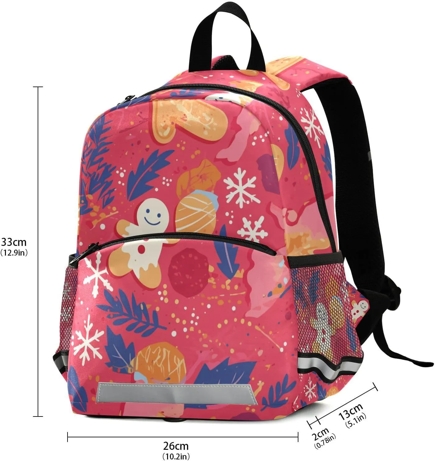 KLL Boys Backpacks, Gingerbread Cookies, Multifunctional Bookbag with Reflective Strips Cute Travel Back Pack