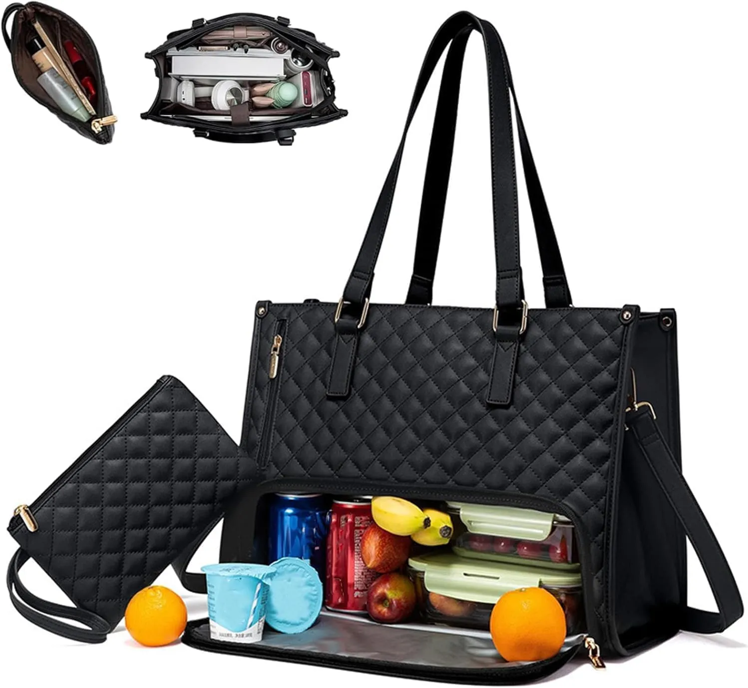 Kristie Leblanc Tote Bag, 2 in 1 Tote Bag Lunch Bag Combo, 15.6 Inch Bags with Lunch Compartment for Women
