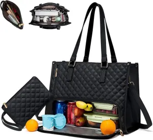 Kristie Leblanc Tote Bag, 2 in 1 Tote Bag Lunch Bag Combo, 15.6 Inch Bags with Lunch Compartment for Women
