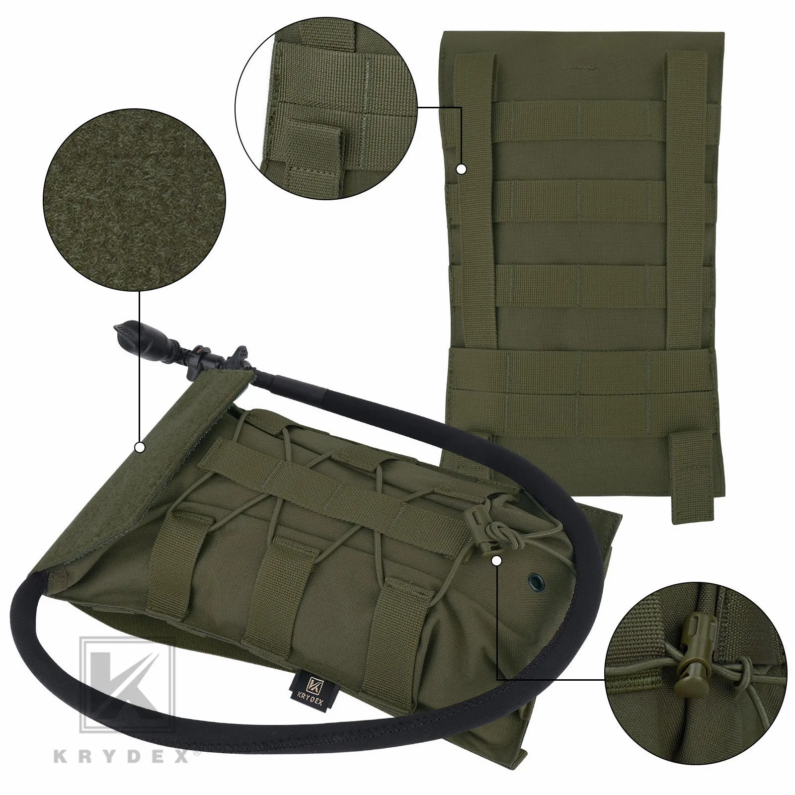 Krydex Tactical 50 oz Hydration Carrier MOLLE Pack Modular Water Bladder Pouch