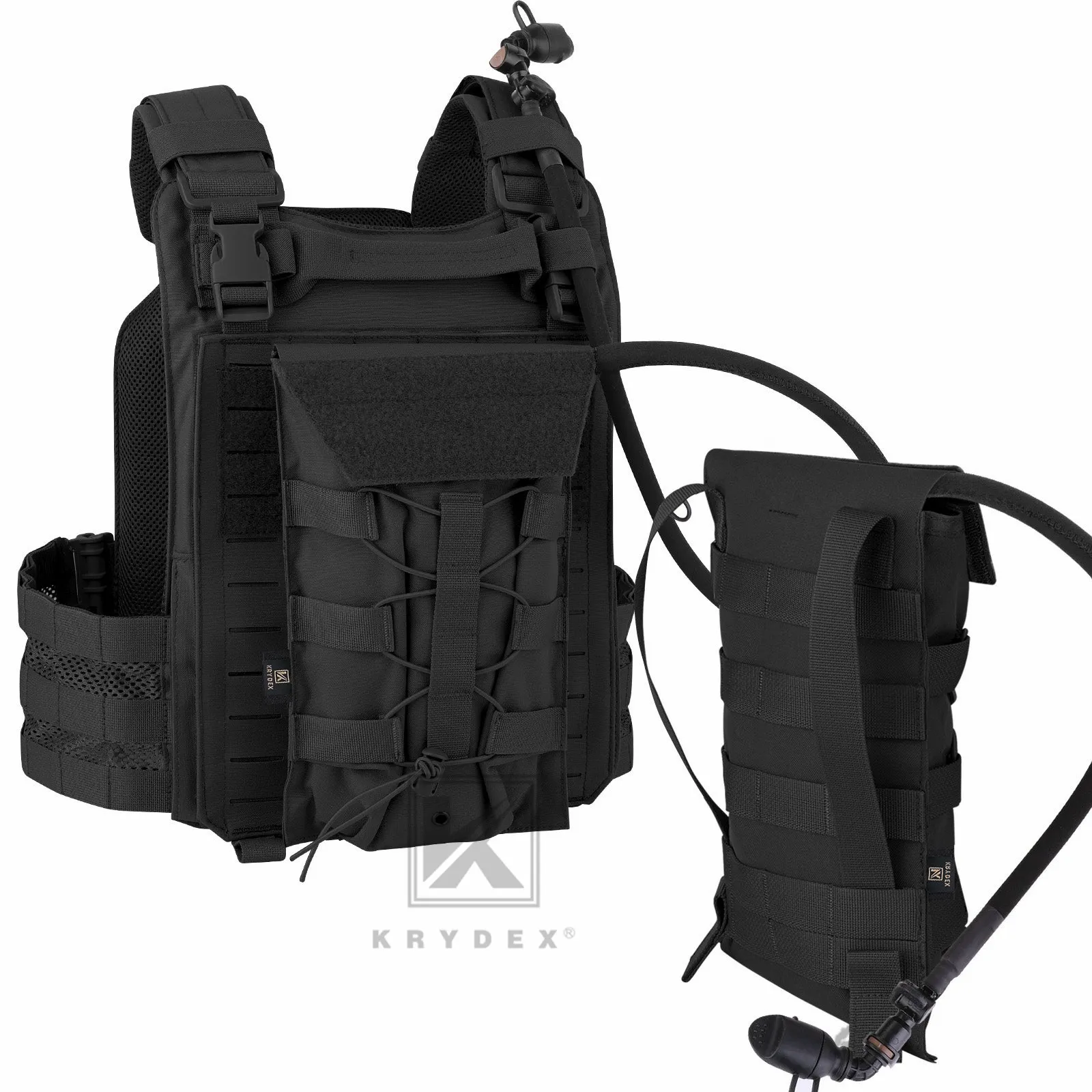 Krydex Tactical 50 oz Hydration Carrier MOLLE Pack Modular Water Bladder Pouch