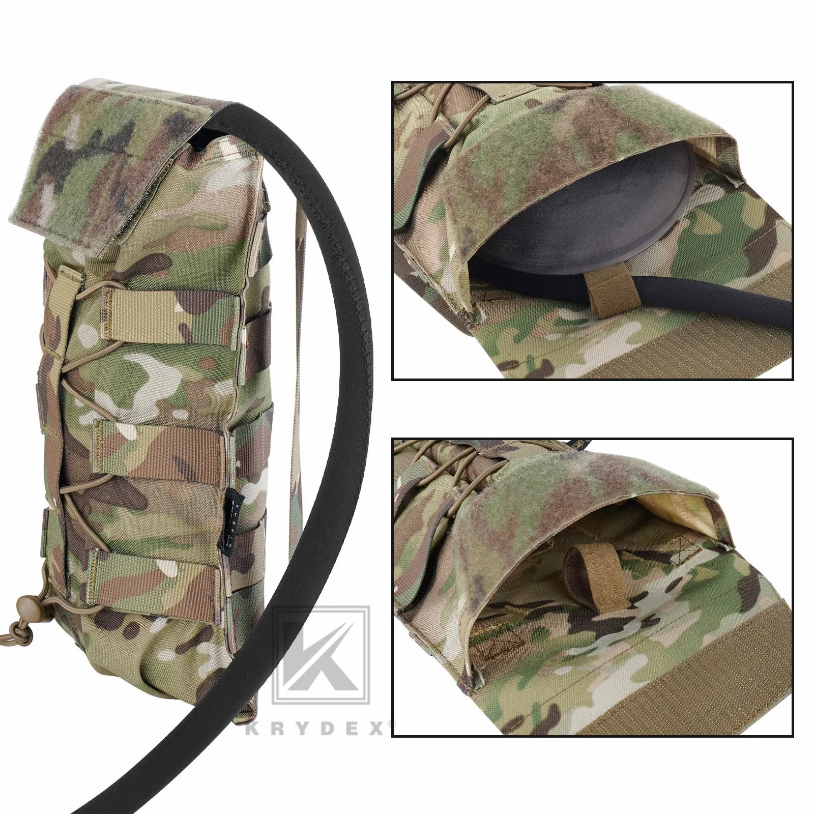 Krydex Tactical 50 oz Hydration Carrier MOLLE Pack Modular Water Bladder Pouch