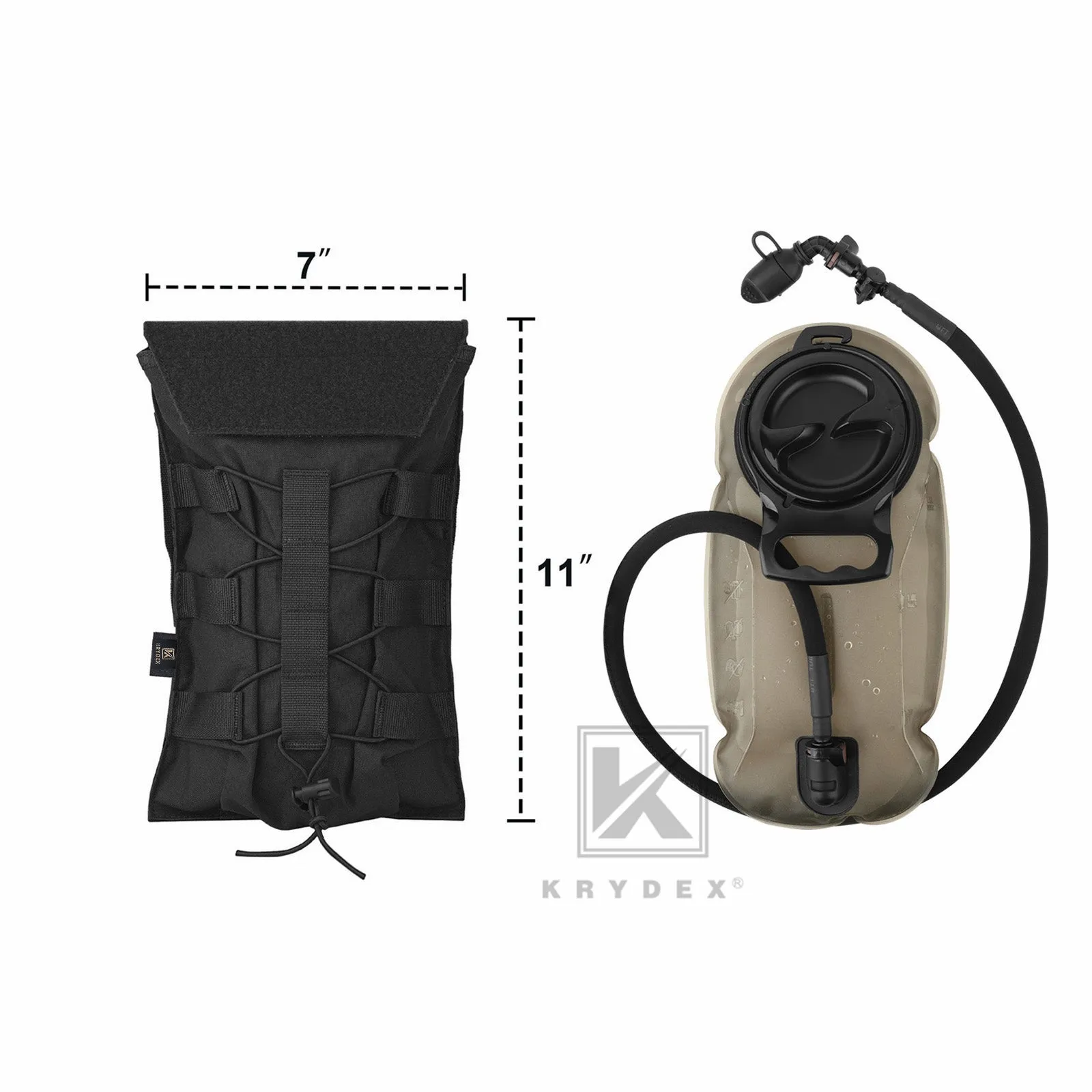 Krydex Tactical 50 oz Hydration Carrier MOLLE Pack Modular Water Bladder Pouch