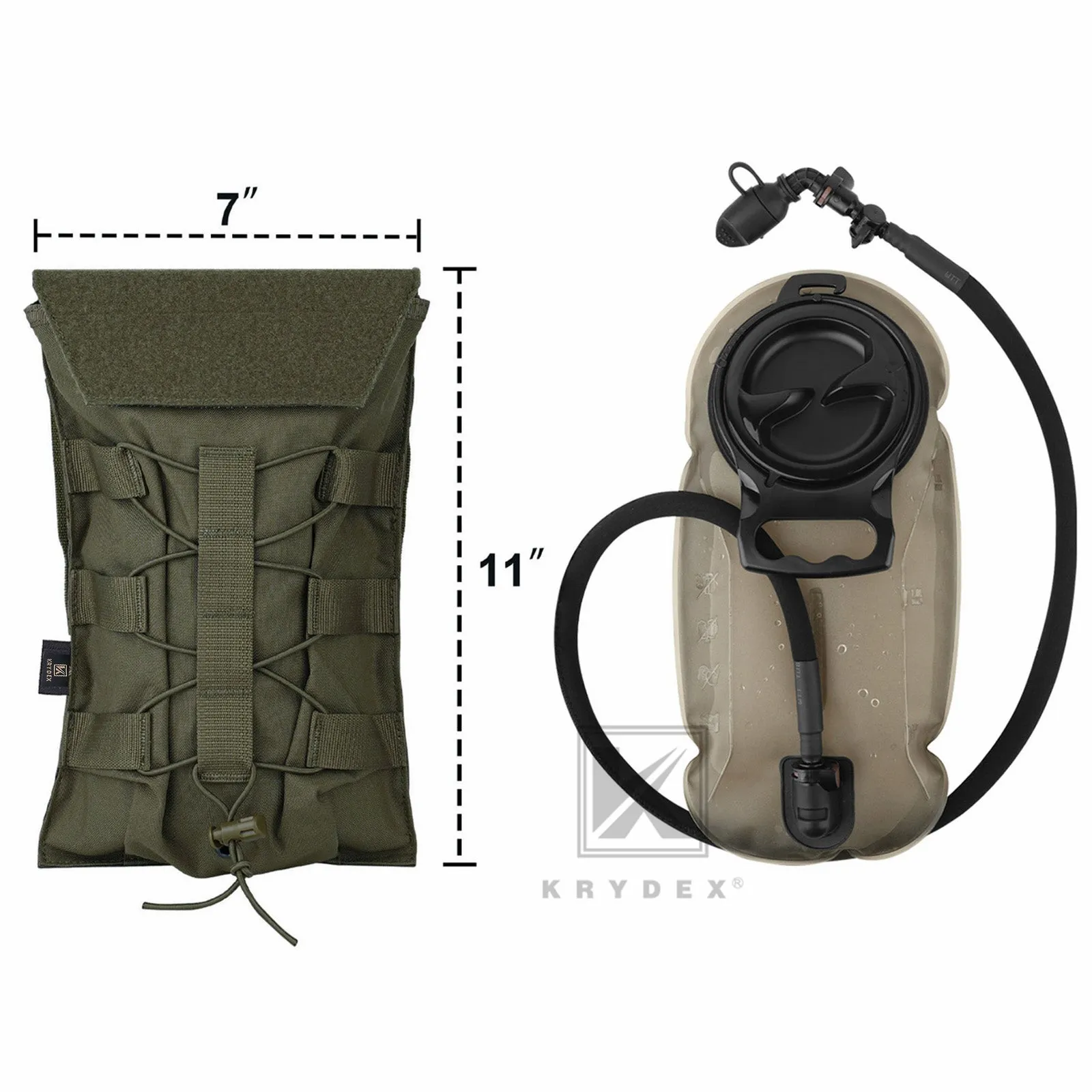 Krydex Tactical 50 oz Hydration Carrier MOLLE Pack Modular Water Bladder Pouch