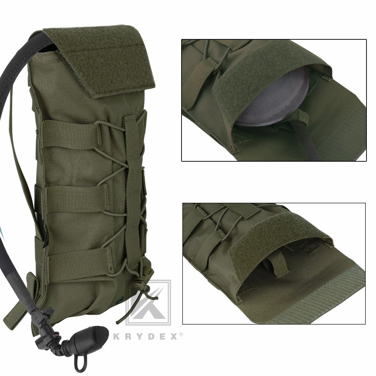 Krydex Tactical 50 oz Hydration Carrier MOLLE Pack Modular Water Bladder Pouch