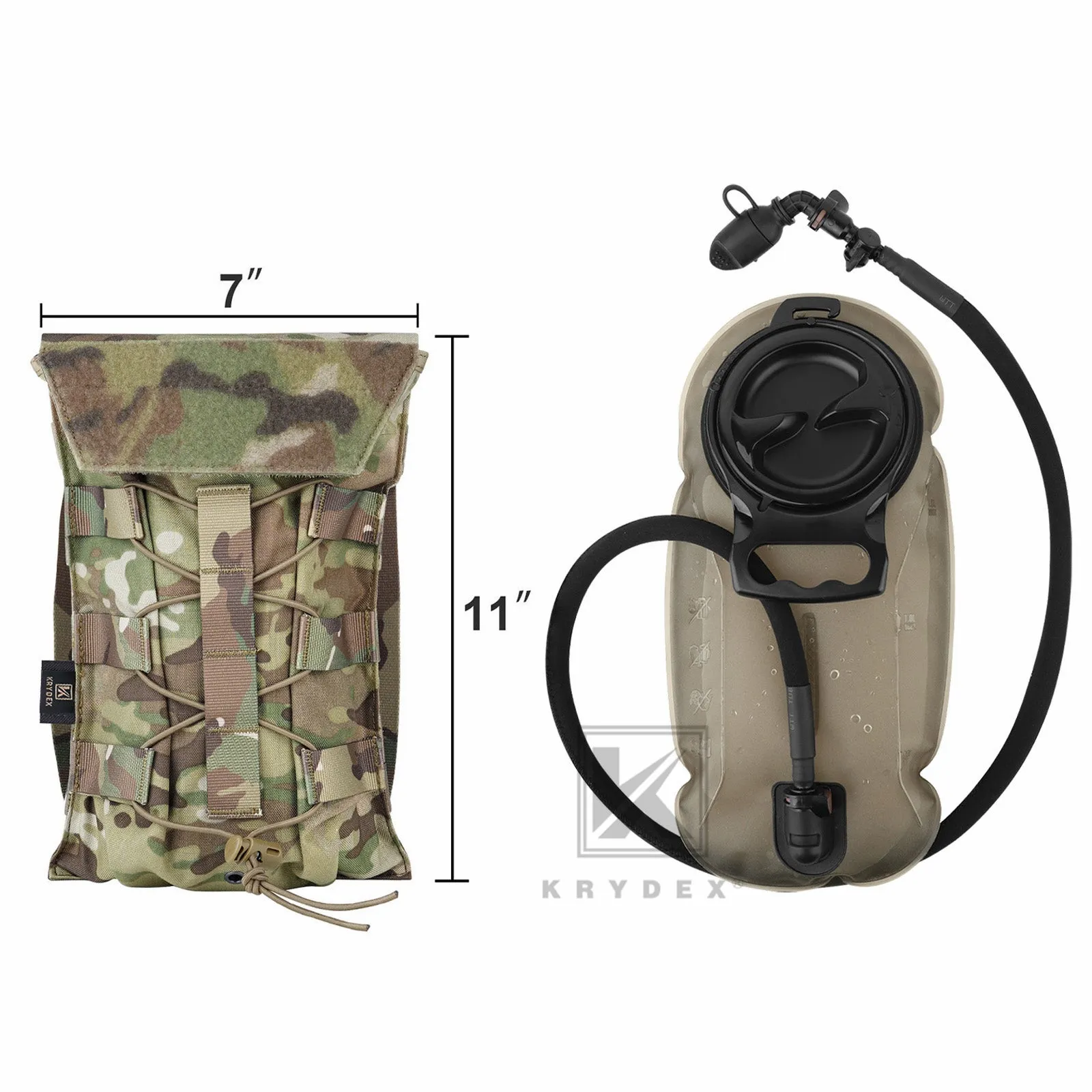 Krydex Tactical 50 oz Hydration Carrier MOLLE Pack Modular Water Bladder Pouch