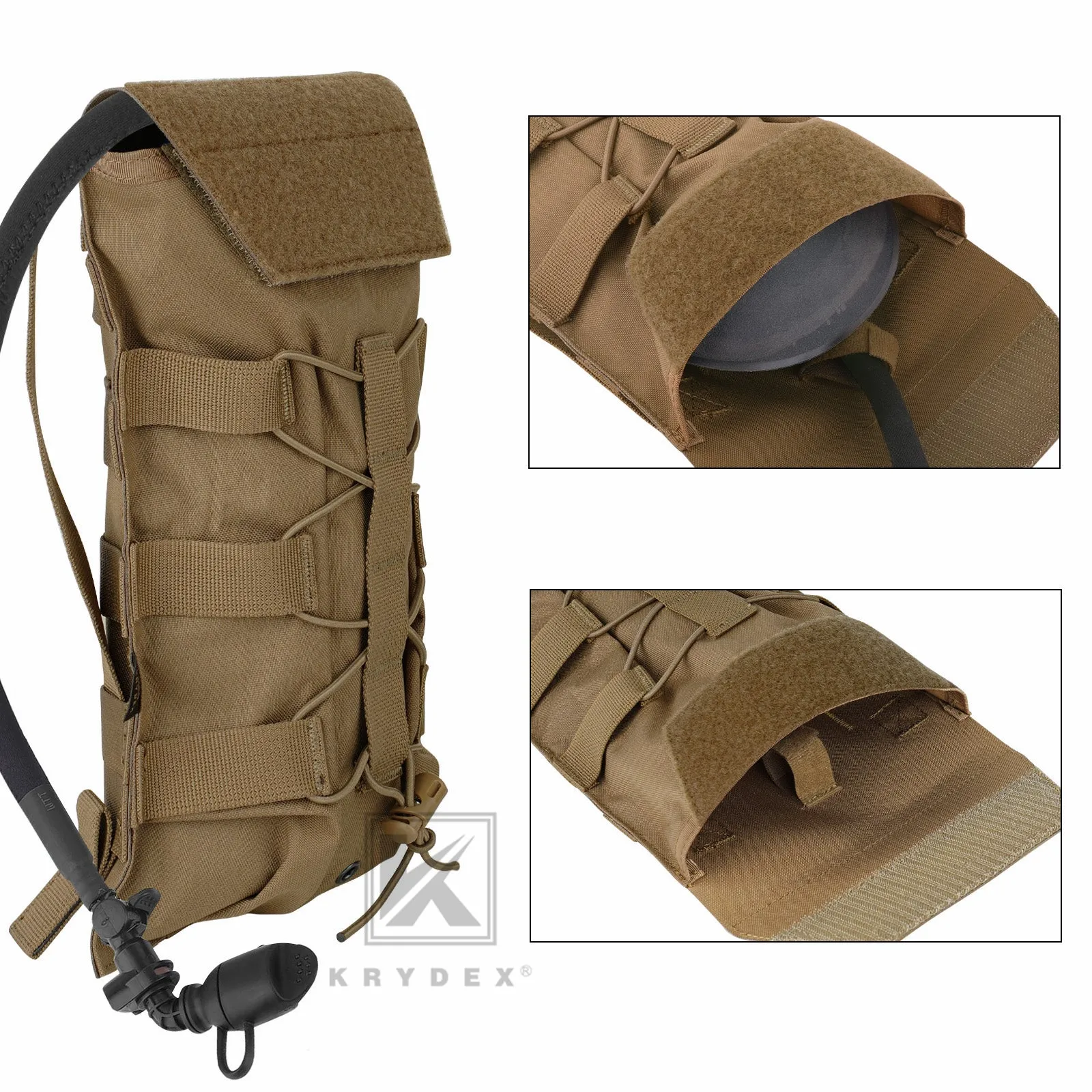 Krydex Tactical 50 oz Hydration Carrier MOLLE Pack Modular Water Bladder Pouch