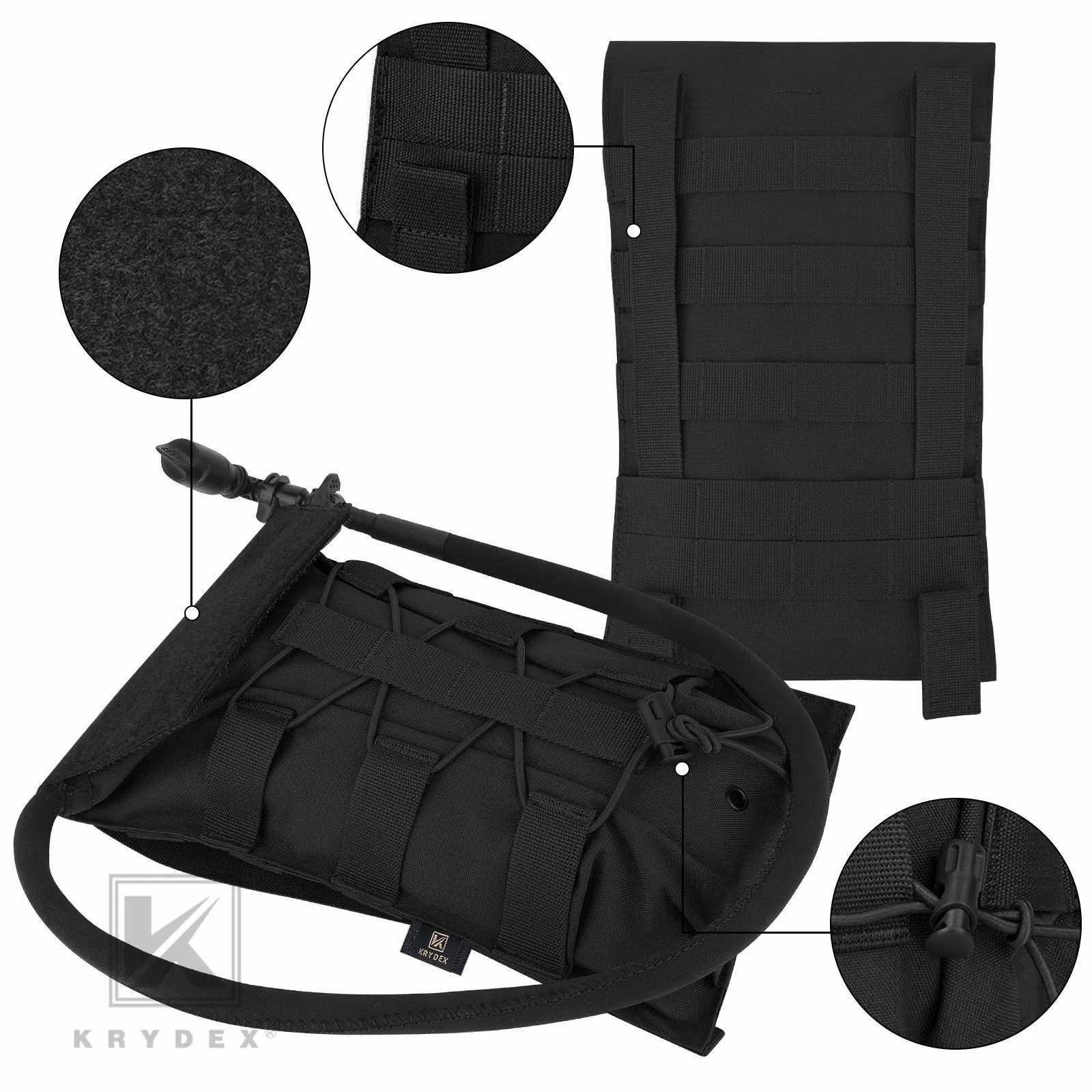 Krydex Tactical 50 oz Hydration Carrier MOLLE Pack Modular Water Bladder Pouch