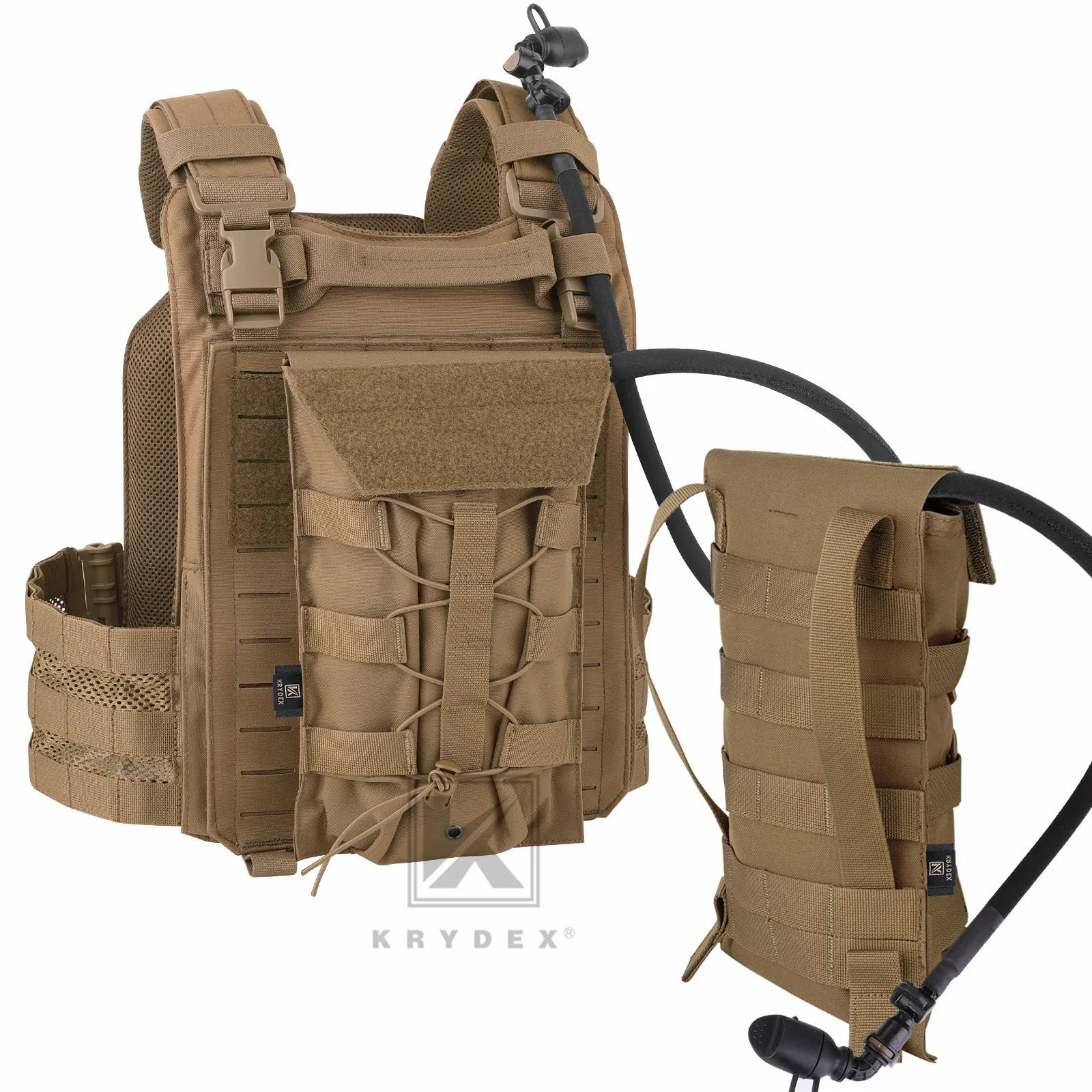 Krydex Tactical 50 oz Hydration Carrier MOLLE Pack Modular Water Bladder Pouch