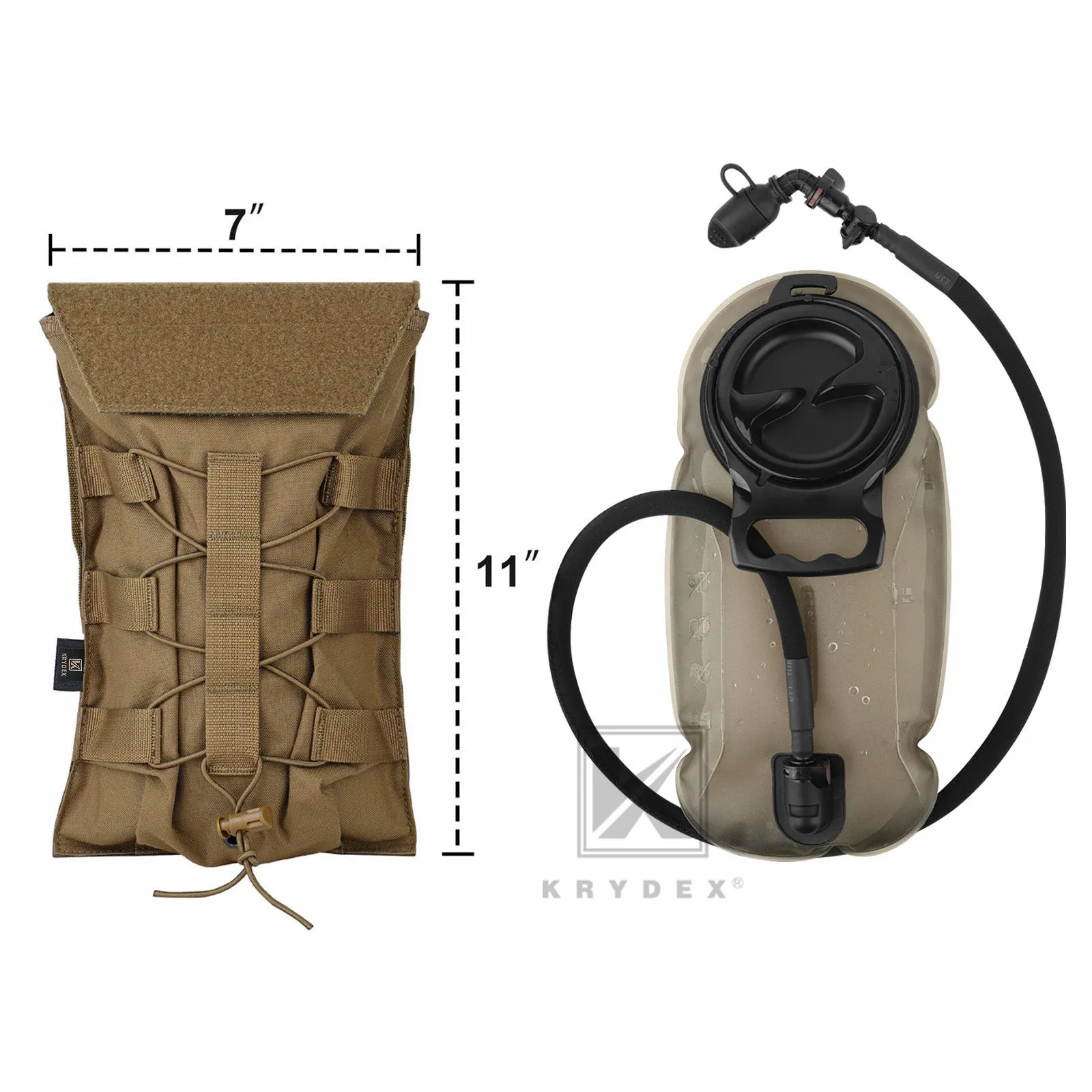 Krydex Tactical 50 oz Hydration Carrier MOLLE Pack Modular Water Bladder Pouch