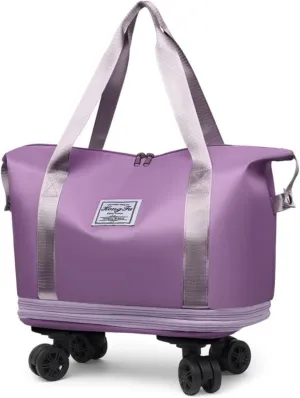 Kulken Travel Bag with Wheels, 2025 New Large Capacity Travel Bag - Universal Wheel Removable, Expandable Luggage Bags (Purple)