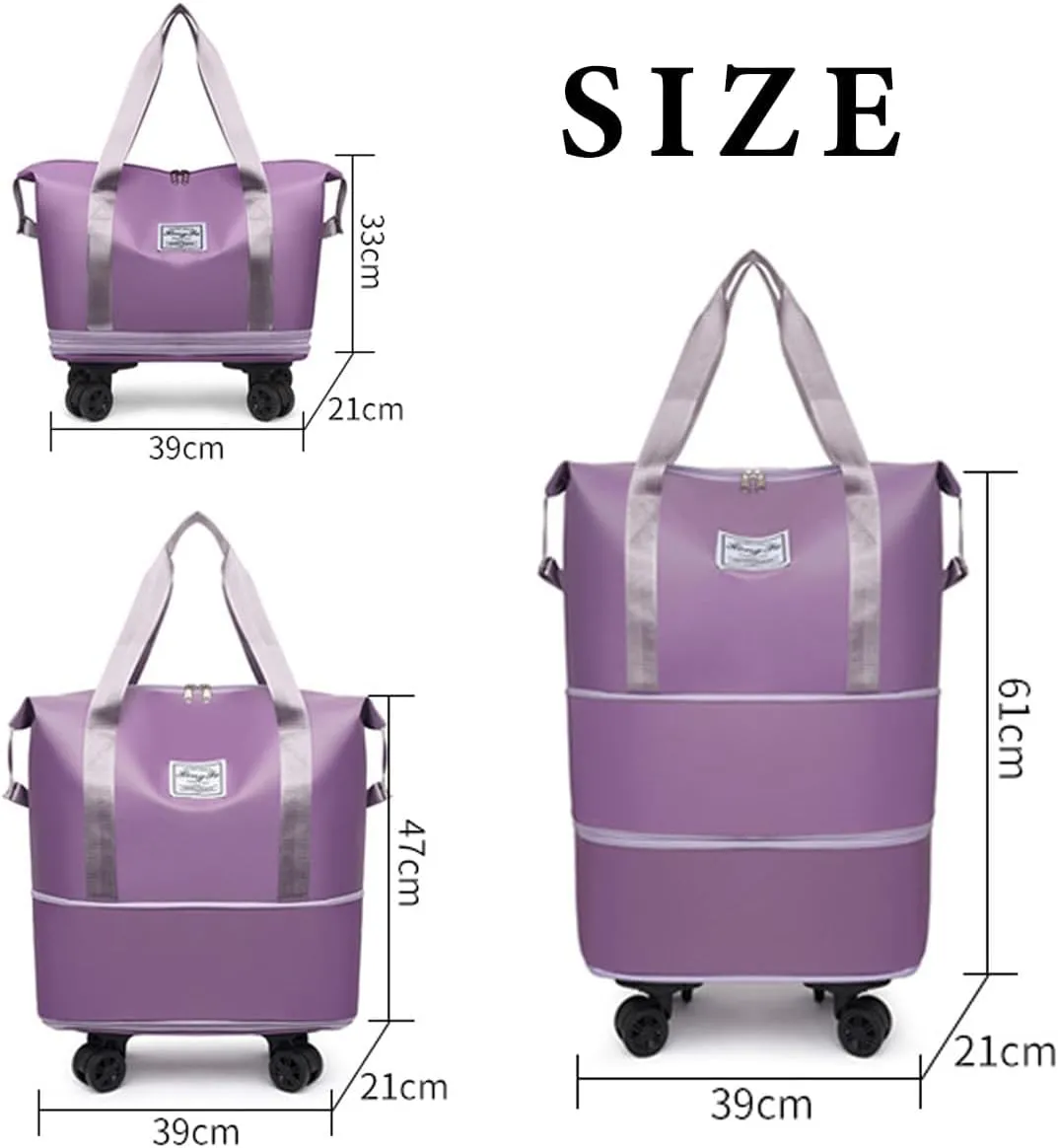 Kulken Travel Bag with Wheels, 2025 New Large Capacity Travel Bag - Universal Wheel Removable, Expandable Luggage Bags (Purple)