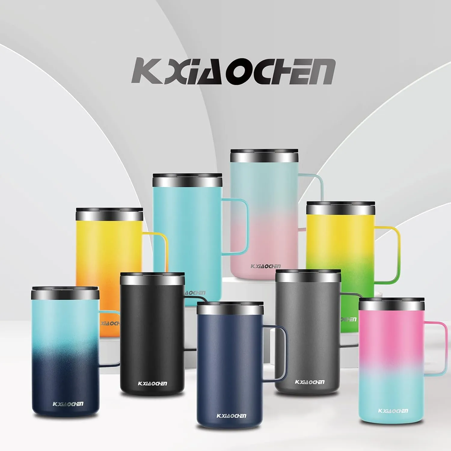 KXIAOCHEN 20oz Insulated Coffee Mug with Lid, Stainless Steel Coffee Cup, Double Wall Vacuum Coffee Tumbler with Handle, Premium Thermal Travel Coffee Mug (Emerald)