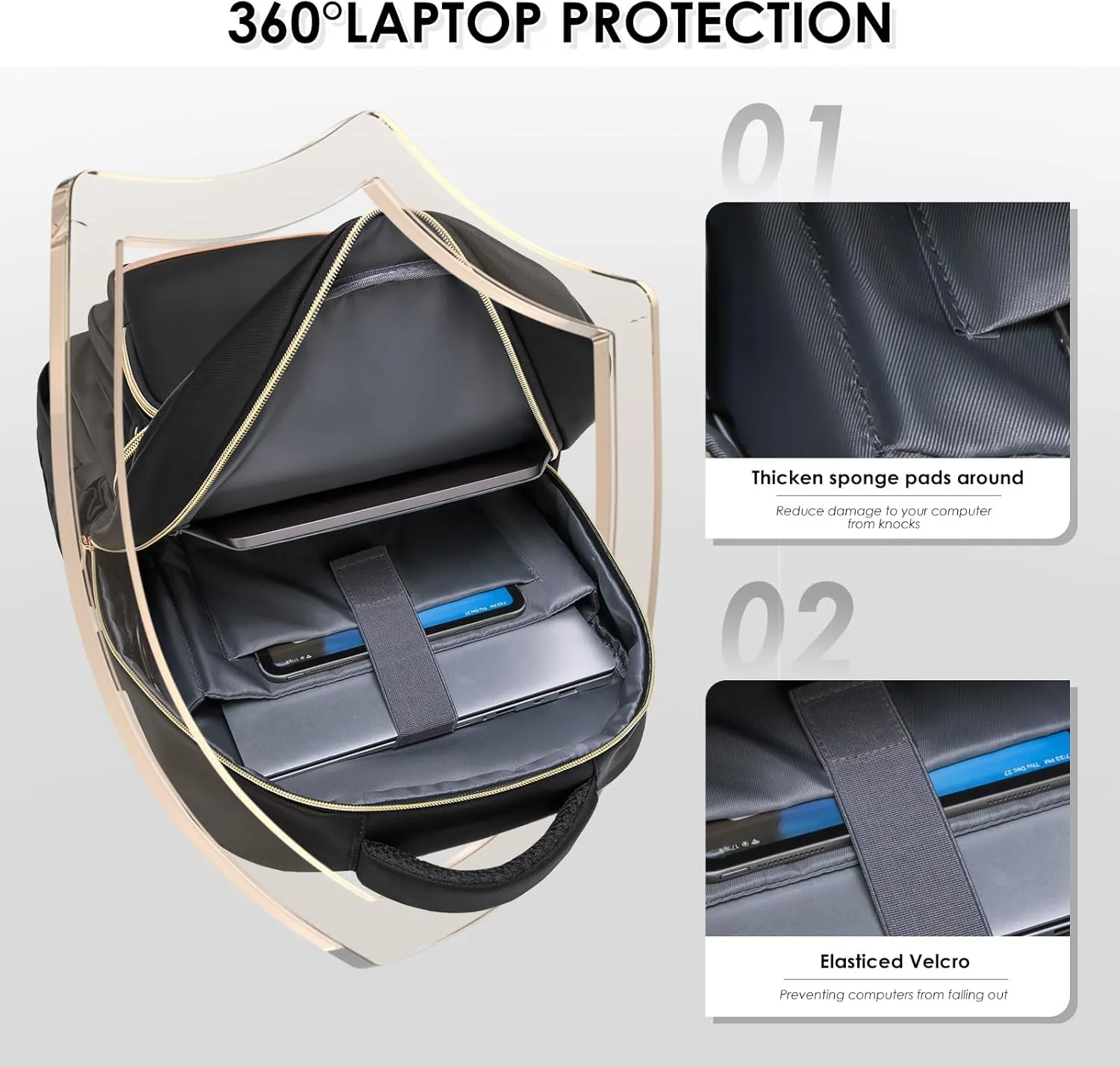 Laptop Backpack for Women,Travel Backpack with Laptop Compartment,Casual Daypack College Bookbag Computer Backpack for Work with Small Organizer Bag,Black
